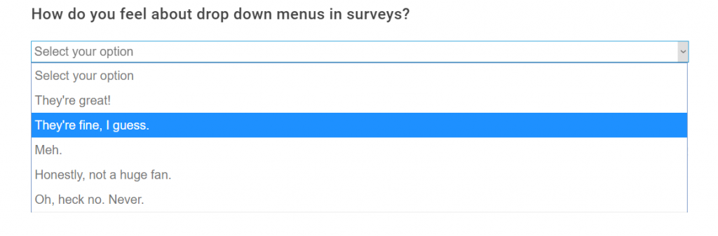 dropdown menu survey answers