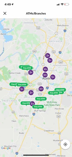 location search map on mobile banking app